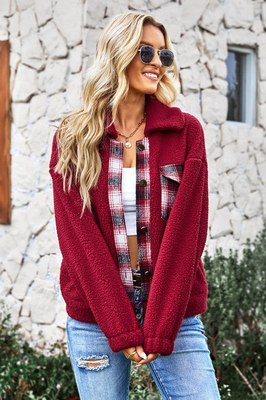 Jacket with Plaid Detail