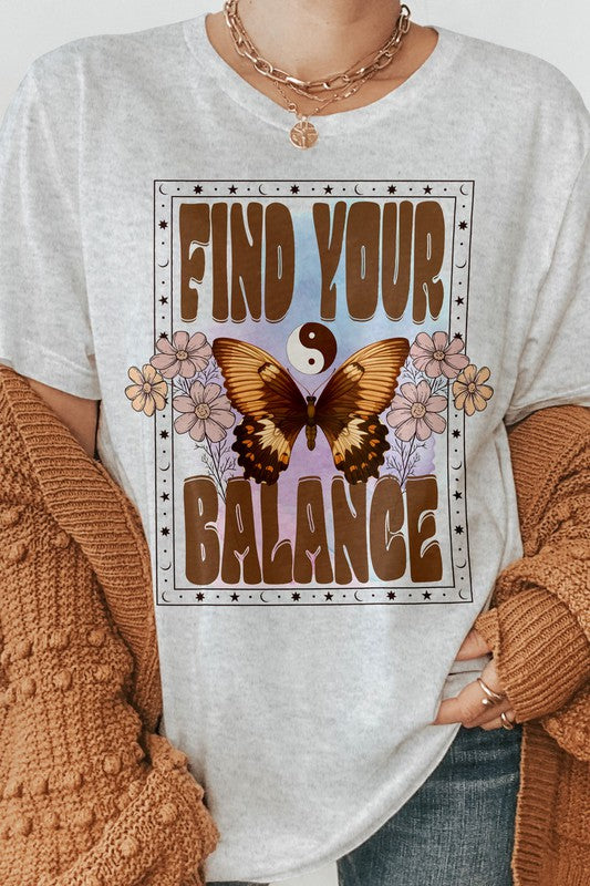 Find Your Balance Boho Vintage Graphic Tee — alternate view