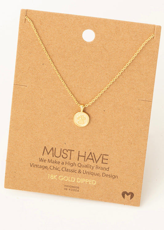 Dainty 18k gold dipped paw print layering necklace