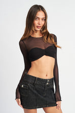 Load image into Gallery viewer, CREW NECK RUCHED BUST CROP TOP
