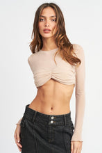 Load image into Gallery viewer, CREW NECK RUCHED BUST CROP TOP
