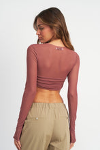 Load image into Gallery viewer, CREW NECK RUCHED BUST CROP TOP
