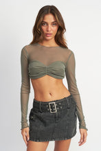 Load image into Gallery viewer, CREW NECK RUCHED BUST CROP TOP
