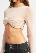 Load image into Gallery viewer, CREW NECK RUCHED BUST CROP TOP
