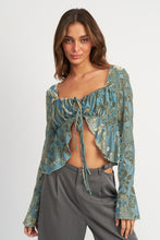 Load image into Gallery viewer, SHIRRRING TIE TOP WITH LONG SLEEVE
