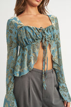 Load image into Gallery viewer, SHIRRRING TIE TOP WITH LONG SLEEVE
