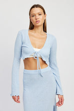 Load image into Gallery viewer, LONG SLEEVE FRONT TIE CROPPED TOP
