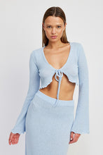 Load image into Gallery viewer, LONG SLEEVE FRONT TIE CROPPED TOP
