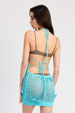 Load image into Gallery viewer, HALTER NECK CROCHET DRESS WITH FLOWER DETAIL
