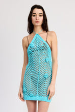 Load image into Gallery viewer, HALTER NECK CROCHET DRESS WITH FLOWER DETAIL
