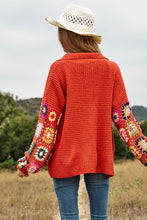 Load image into Gallery viewer, Crochet Floral Printed Long Sleeve Knit Cardigan
