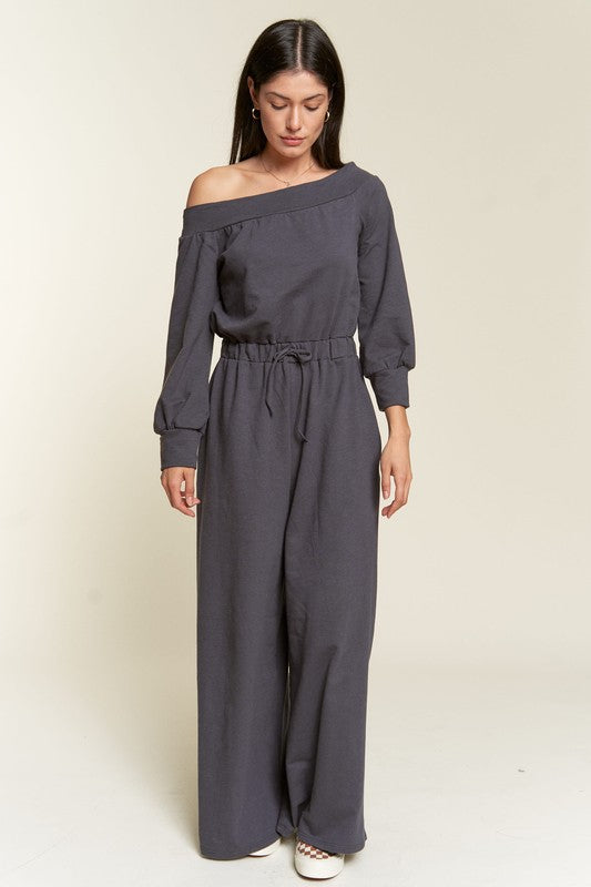 ONE SHOULDER TERRY JUMPSUIT — alternate view