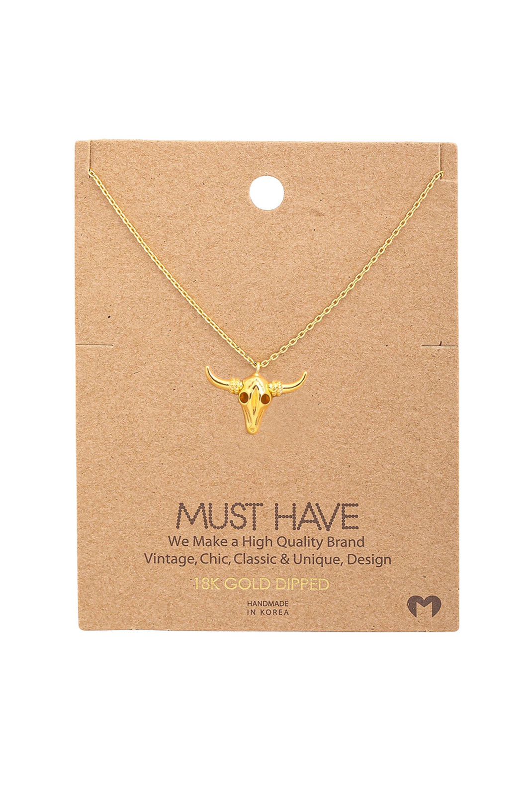 Dainty 18k gold dipped ram skull layering necklace