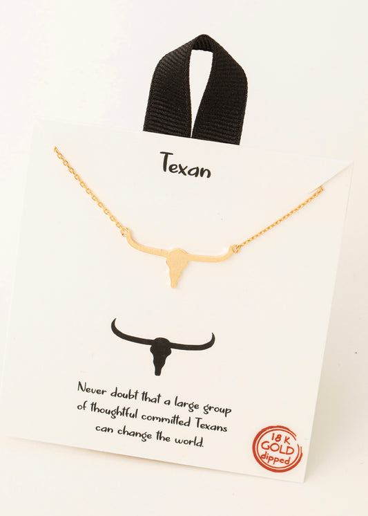 Dainty 18k gold dipped long horn skull layering necklace