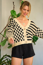 Load image into Gallery viewer, Contrast pattern sweater cardigan
