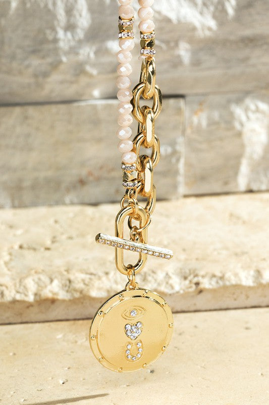 Evil eye love you 18k layering necklace