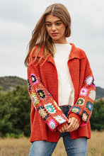 Load image into Gallery viewer, Crochet Floral Printed Long Sleeve Knit Cardigan
