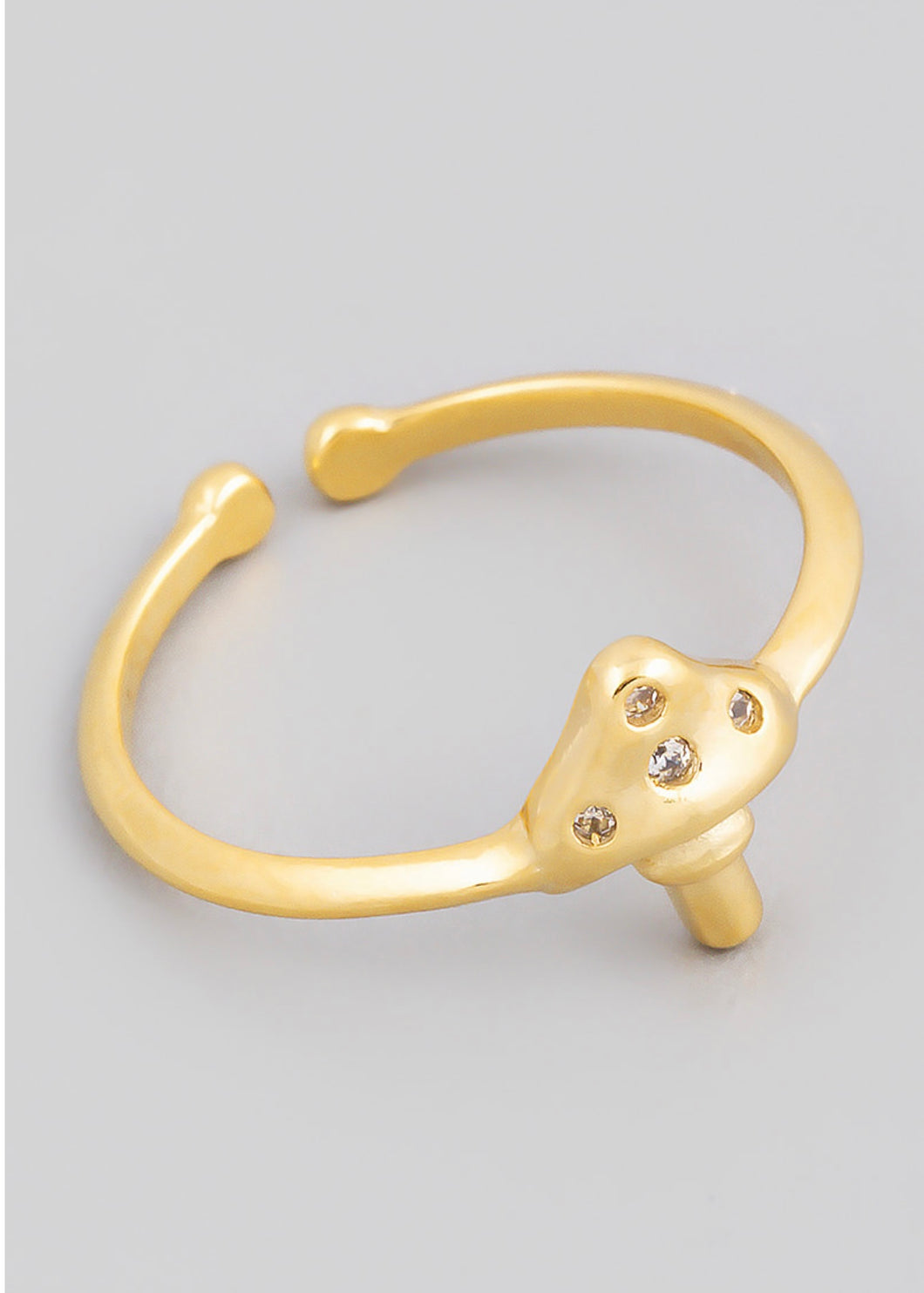 Adjustable 18k gold dipped mushroom ring