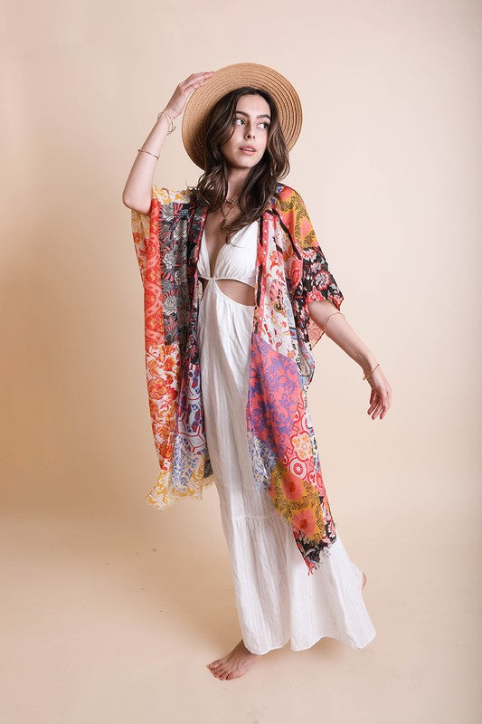 Boho Floral Patchwork Kimono — alternate view