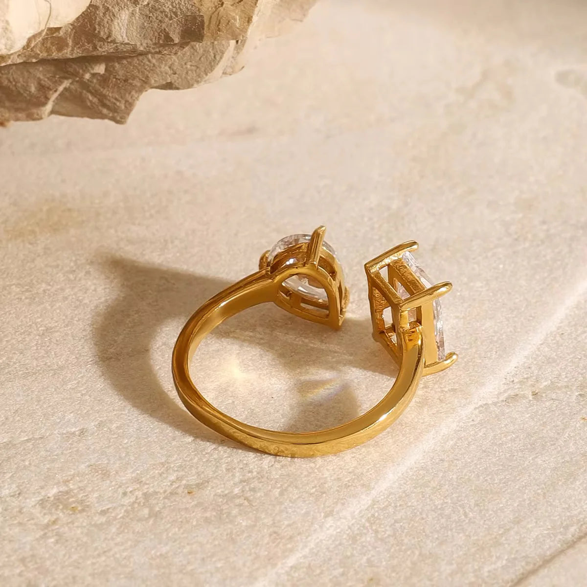 Crystal Duo Adjustable Ring – Waterproof, Tarnish-Resistant, Hypoallergenic, Everyday Wear