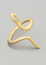 Load image into Gallery viewer, Adjustable 18k gold dipped snake ring
