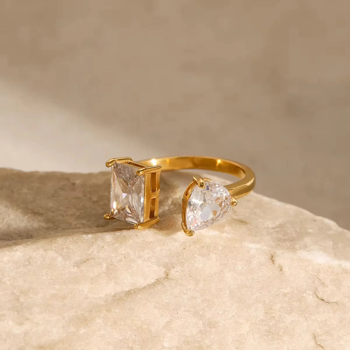 Crystal Duo Adjustable Ring – Waterproof, Tarnish-Resistant, Hypoallergenic, Everyday Wear