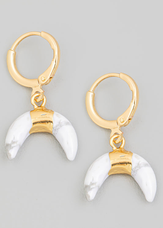 Cresant marble 18k gold dipped drop earrings