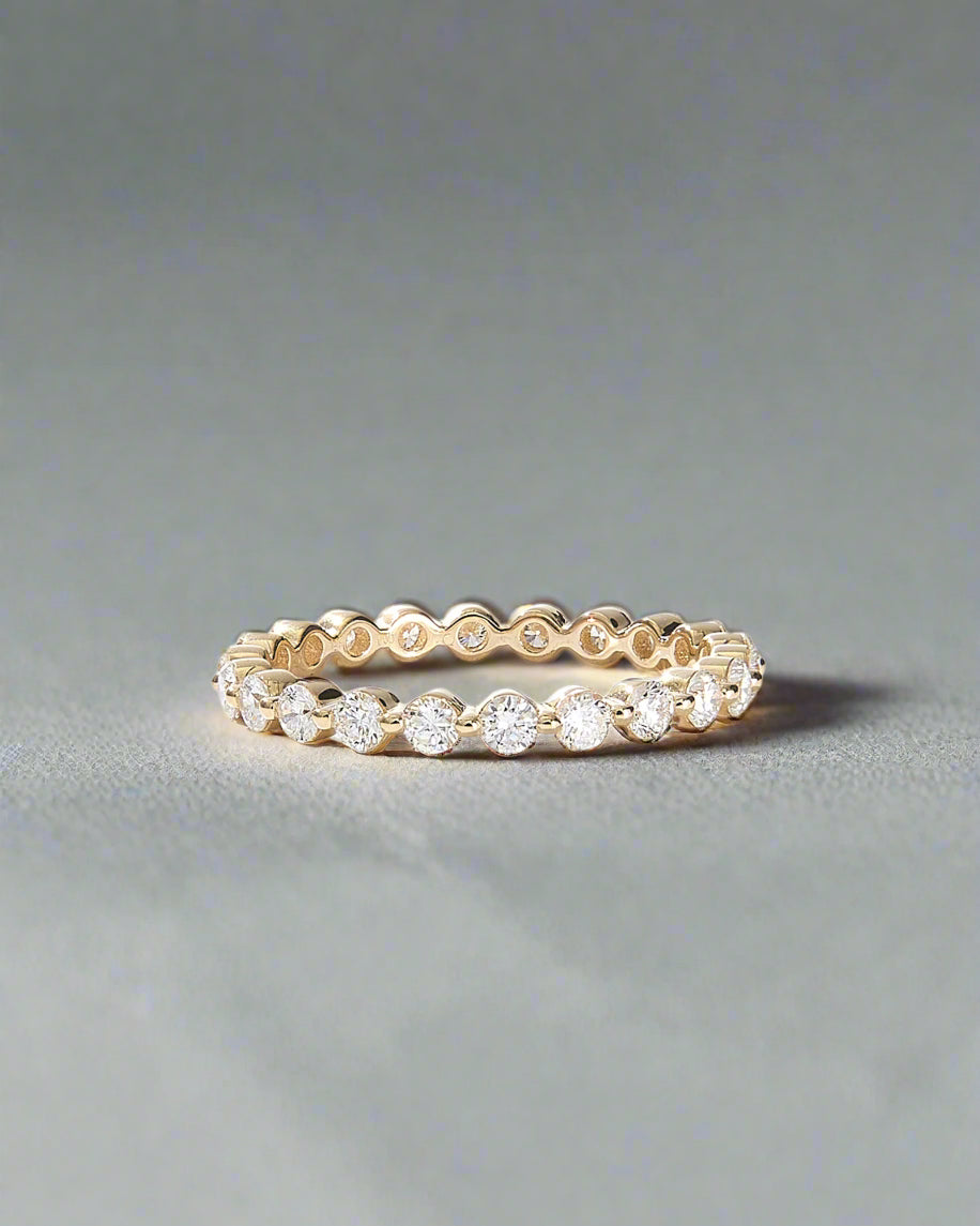 14k gold Lab Grown Diamond Single Shared Prong Eternity Band