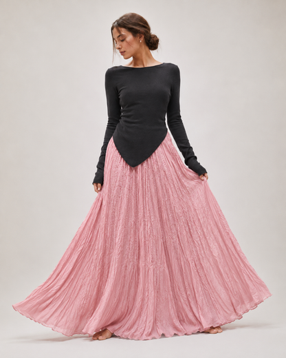Mori Textured Cotton-Linen A-Line Maxi Skirt