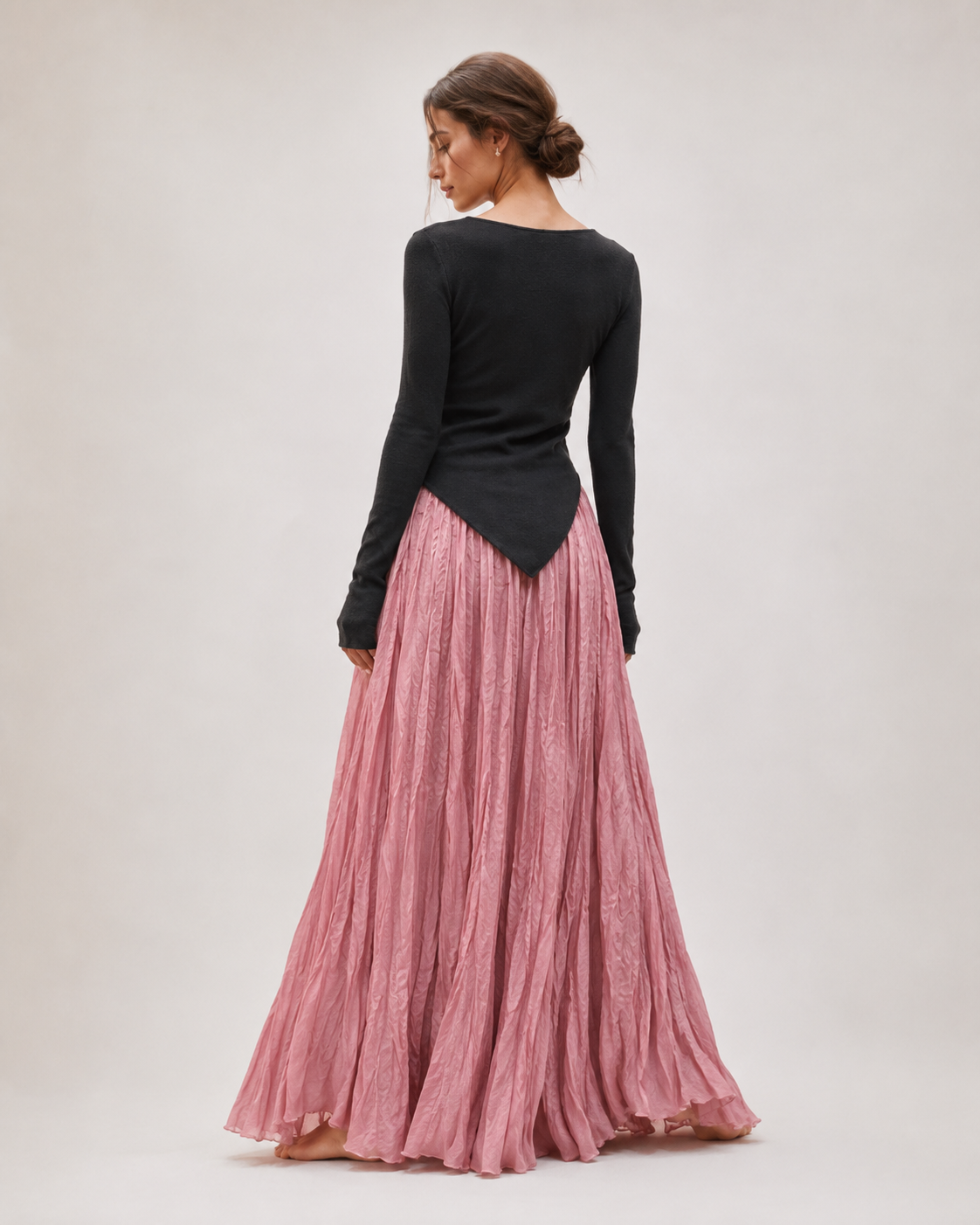 Mori Textured Cotton-Linen A-Line Maxi Skirt