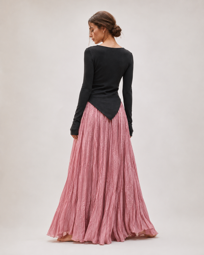 Mori Textured Cotton-Linen A-Line Maxi Skirt