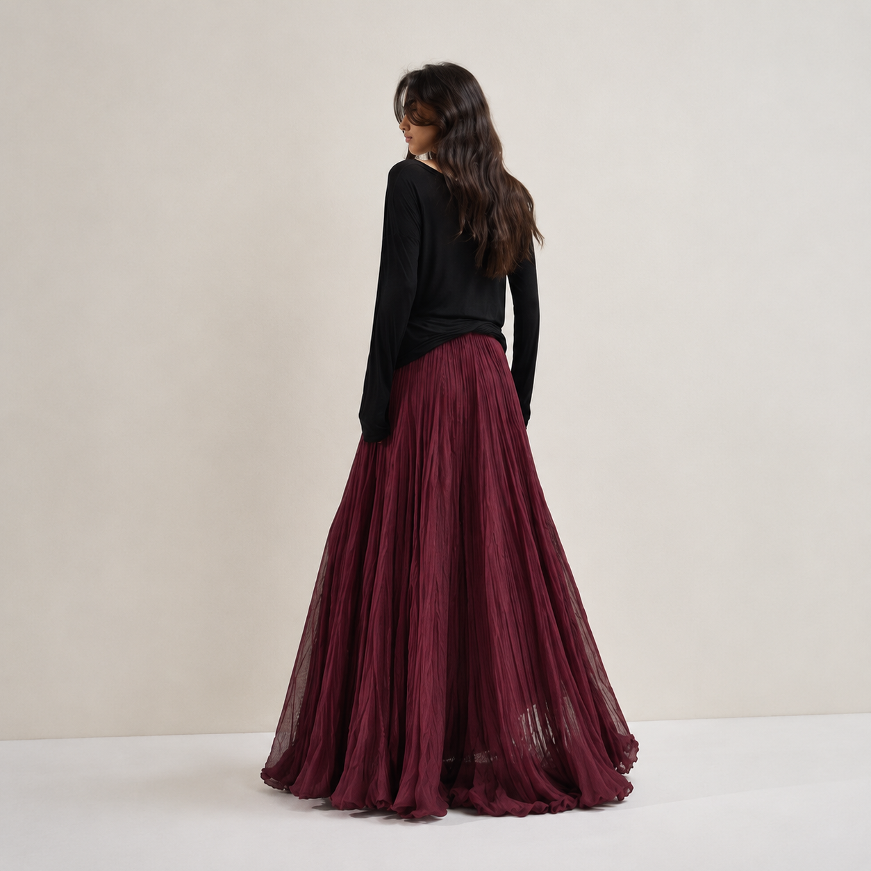 Mori Textured Cotton-Linen A-Line Maxi Skirt