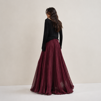 Mori Textured Cotton-Linen A-Line Maxi Skirt
