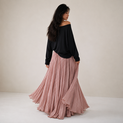 Mori Textured Cotton-Linen A-Line Maxi Skirt