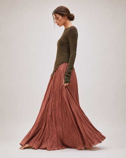 Mori Textured Cotton-Linen A-Line Maxi Skirt