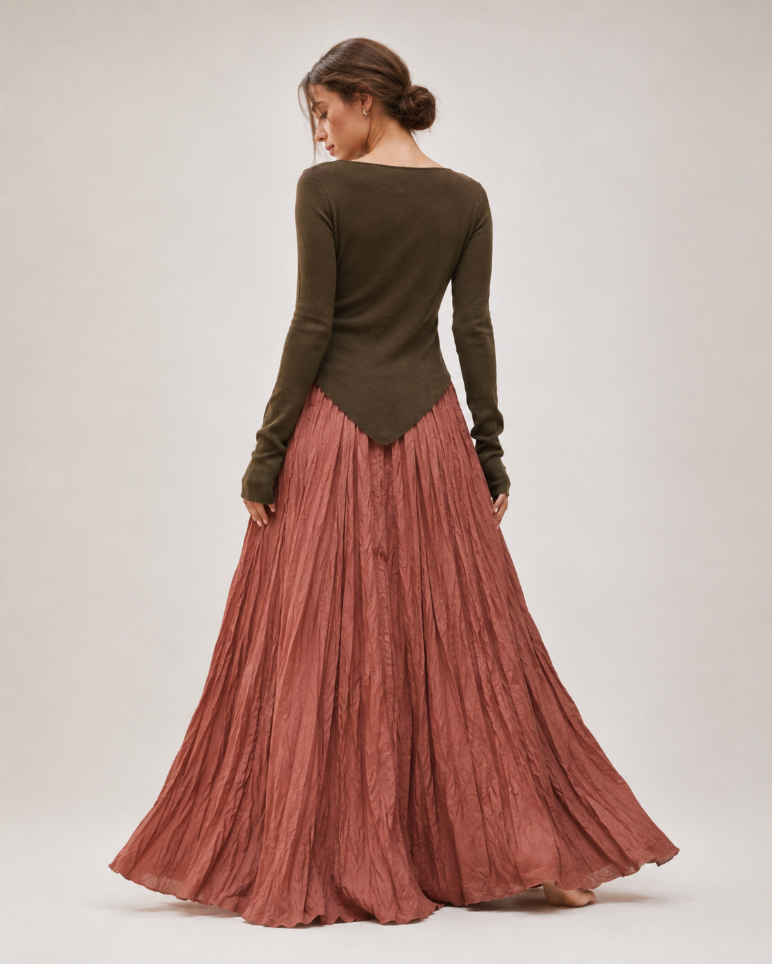 Mori Textured Cotton-Linen A-Line Maxi Skirt