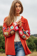 Load image into Gallery viewer, Crochet Floral Printed Long Sleeve Knit Cardigan
