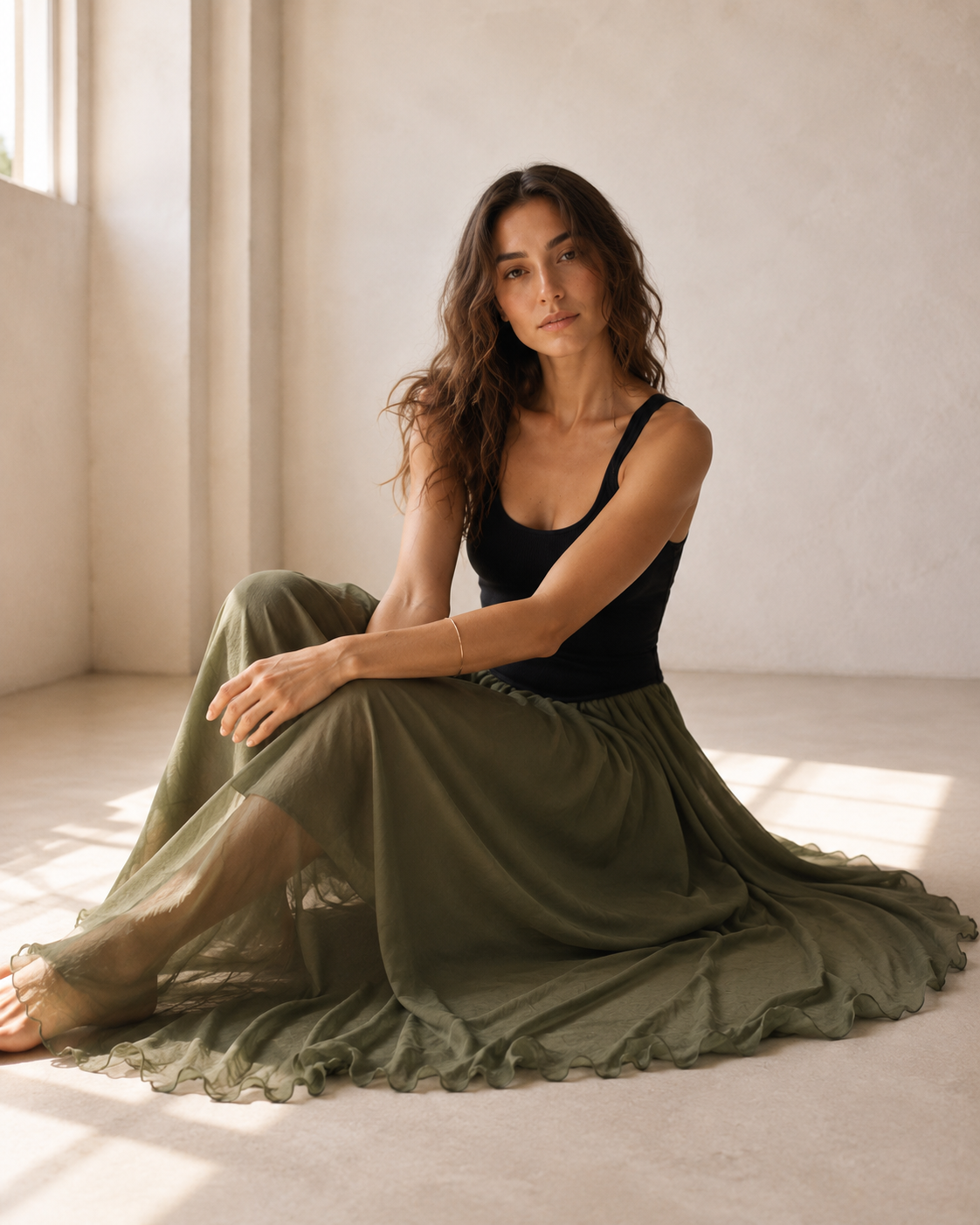 Mori Cotton-A-Line Maxi Skirt