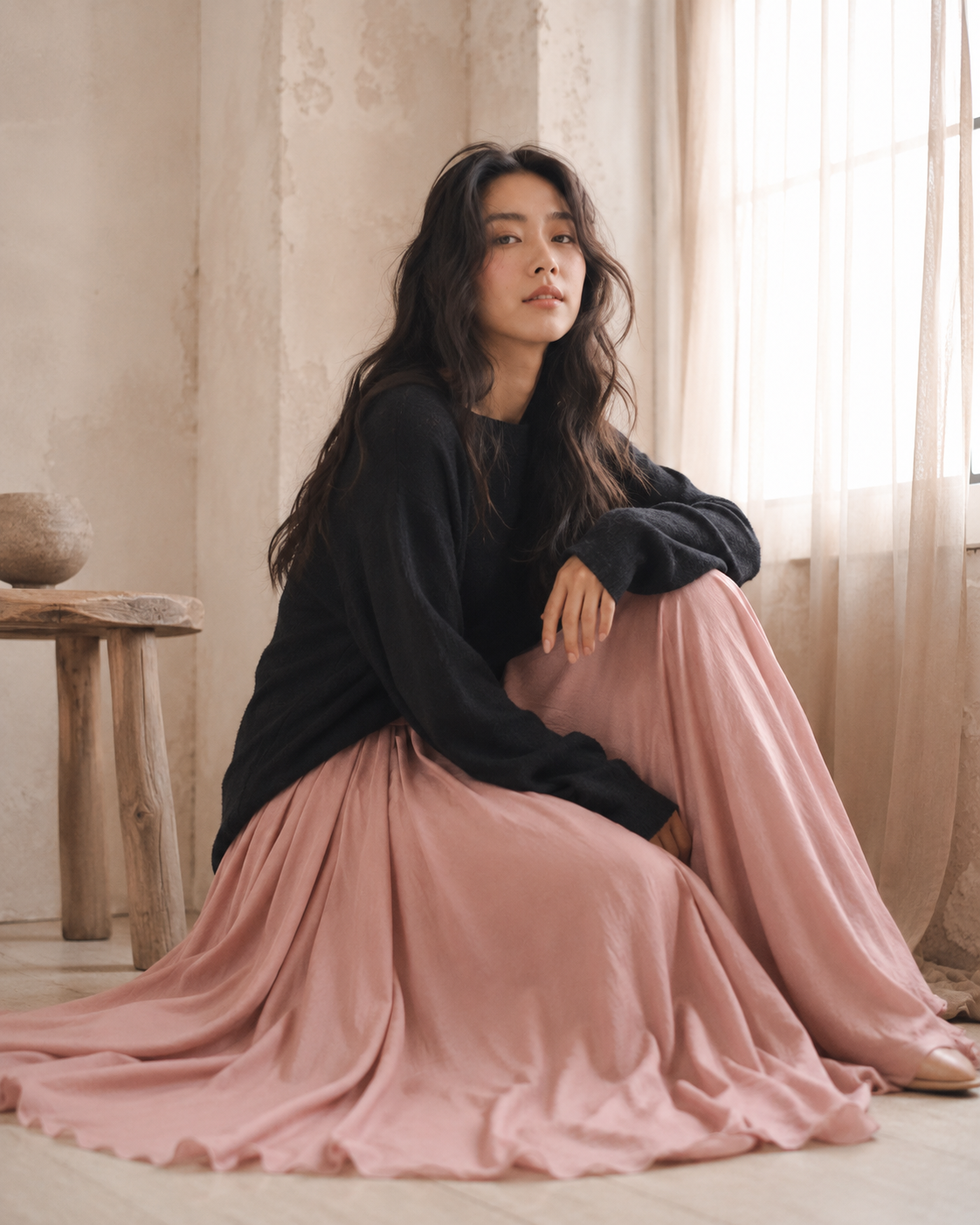 Mori Cotton-A-Line Maxi Skirt