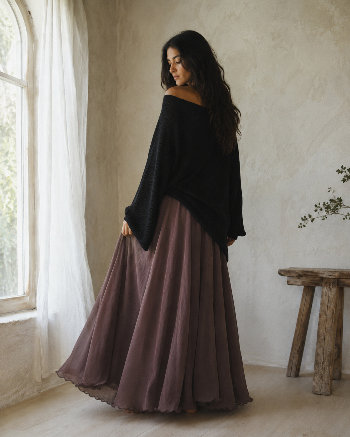 Mori Cotton-A-Line Maxi Skirt
