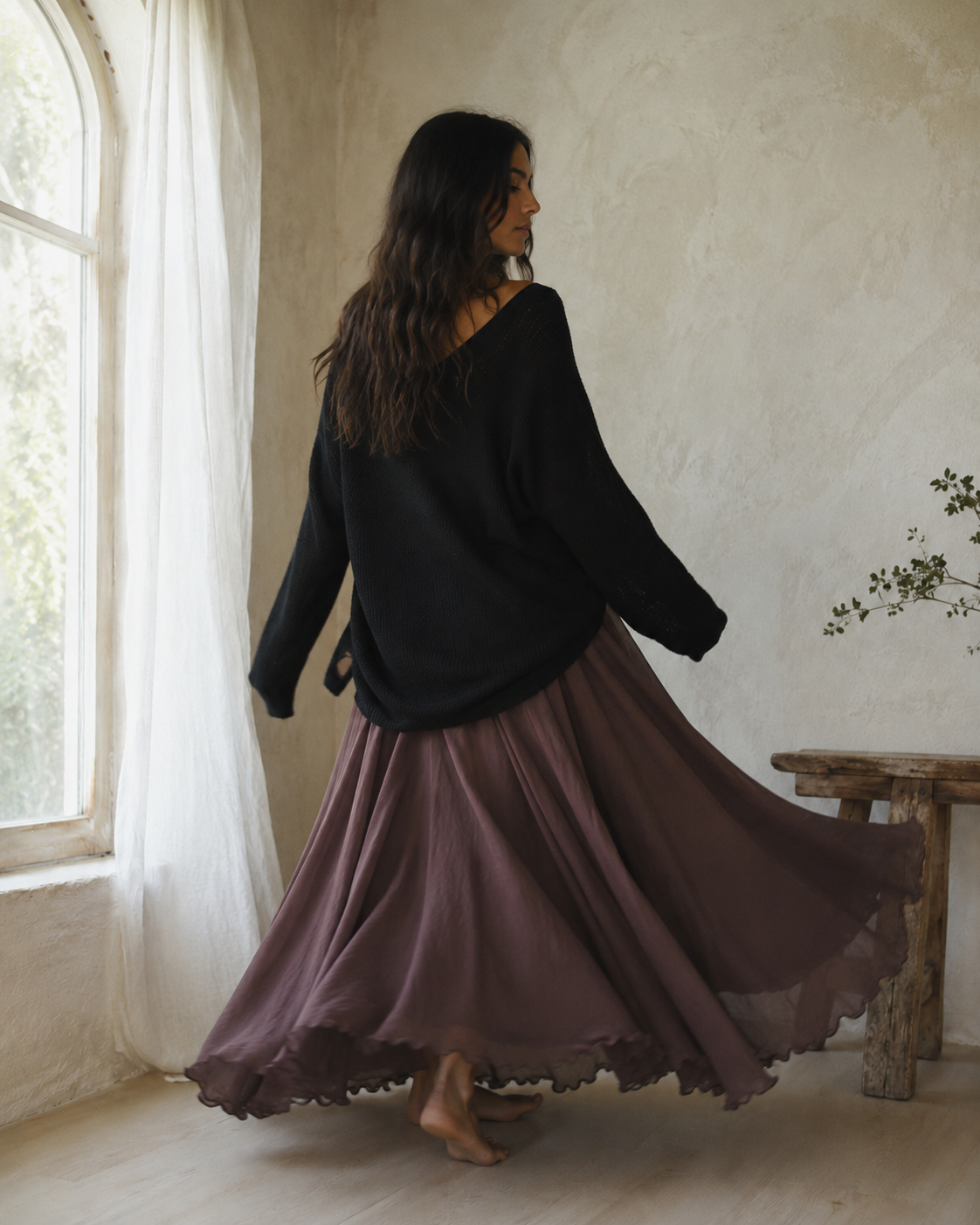 Mori Cotton-A-Line Maxi Skirt