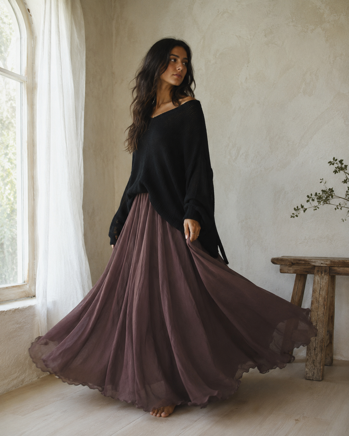 Mori Cotton-A-Line Maxi Skirt