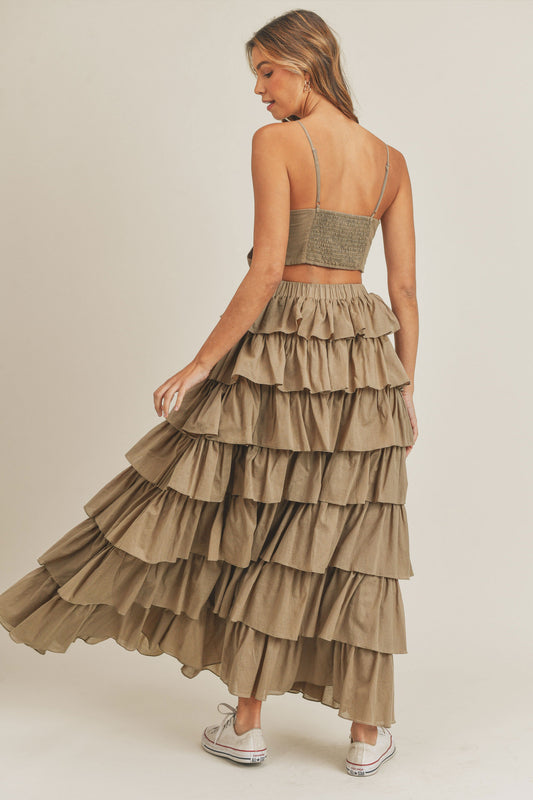 Santorini Ruffle Tier Maxi Skirt Set